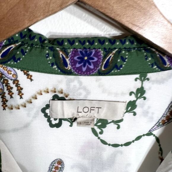 LOFT Peacock Button Up - Picture 2 of 4